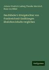 Des Büheler's Königstochter von Frankreich mit Erzählungen ähnlichen Inhalts verglichen