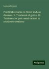 Practical remarks on throat and ear diseases. II. Treatment of goitre. III. Treatment of post-nasal catarrh in relation to deafness