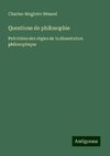 Questions de philosophie