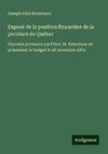 Exposé de la position financière de la province de Québec