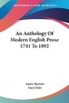 An Anthology Of Modern English Prose 1741 To 1892