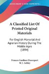 A Classified List Of Printed Original Materials