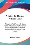 A Letter To Thomas William Coke