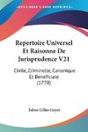 Repertoire Universel Et Raisonne De Jurisprudence V21