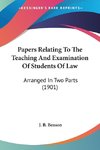 Papers Relating To The Teaching And Examination Of Students Of Law