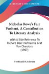 Nicholas Rowe's Fair Penitent, A Contribution To Literary Analysis