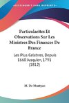 Particularites Et Observations Sur Les Ministres Des Finances De France