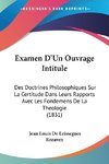 Examen D'Un Ouvrage Intitule