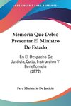 Memoria Que Debio Presentar El Ministro De Estado