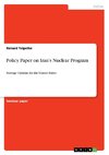 Policy Paper on Iran's Nuclear Program