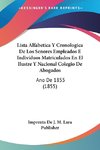 Lista Alfabetica Y Cronologica De Los Senores Empleados E Individuos Matriculados En El Ilustre Y Nacional Colegio De Abogados