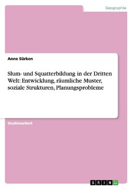 Slum- und Squatterbildung in der Dritten Welt: Entwicklung, räumliche Muster, soziale Strukturen, Planungsprobleme