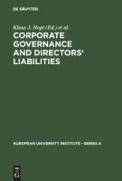 Corporate Governance and Directors' Liabilities