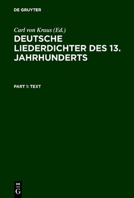 Deutsche Liederdichter des 13. Jahrhunderts