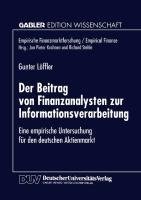 Der Beitrag von Finanzanalysten zur Informationsverarbeitung