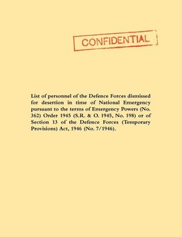 List of Personnel of the Irish Defence Forces Dismissed for Desertion During the Second World War