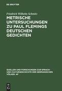 Metrische Untersuchungen zu Paul Flemings deutschen Gedichten