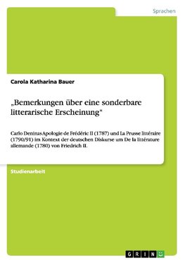 "Bemerkungen über eine sonderbare litterarische Erscheinung"