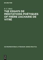 The essays de méditations poétiques of frère Zacharie de Vitré