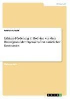 Lithium-Förderung in Bolivien vor dem Hintergrund der Eigenschaften natürlicher Ressourcen