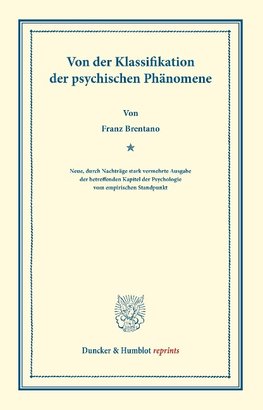 Von der Klassifikation der psychischen Phänomene