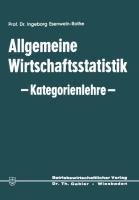 Allgemeine Wirtschaftsstatistik - Kategorienlehre -