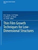 Thin Film Growth Techniques for Low-Dimensional Structures