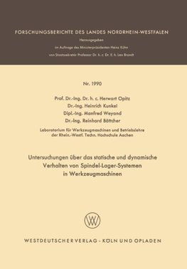 Untersuchungen über das statische und dynamische Verhalten von Spindel-Lager-Systemen in Werkzeugmaschinen