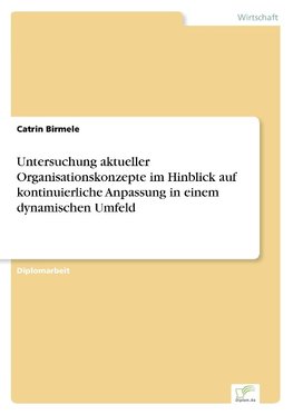 Untersuchung aktueller Organisationskonzepte im Hinblick auf kontinuierliche Anpassung in einem dynamischen Umfeld