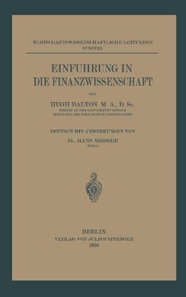 Einführung in die Finanzwissenschaft