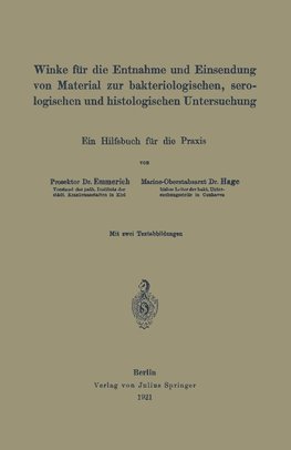 Winke für die Entnahme und Einsendung von Material zur bakteriologischen, serologischen und histologischen Untersuchung