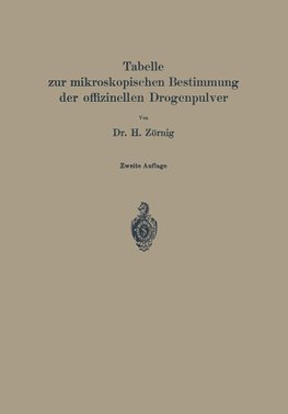 Tabelle zur mikroskopischen Bestimmung der offizinellen Drogenpulver