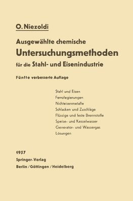 Ausgewählte chemische Untersuchungsmethoden für die Stahl- und Eisenindustrie