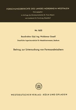 Beitrag zur Untersuchung von Formsandmischern