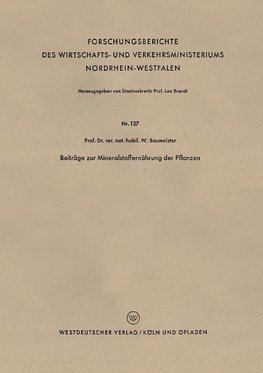 Beiträge zur Mineralstoffernährung der Pflanzen