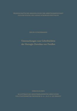 Untersuchungen zum Gebetbüchlein der Herzogin Dorothea von Preußen