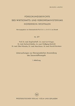 Untersuchungen zur therapeutischen Anwendung des Sauerstoffmangels