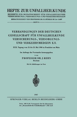 Verhandlungen der Deutschen Gesellschaft für Unfallheilkunde Versicherungs-, Versorgungs- und Verkehrsmedizin e.V.