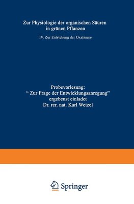 Zur Physiologie der organischen Säuren in grünen Pflanzen