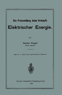 Die Preisstellung beim Verkaufe Elektrischer Energie