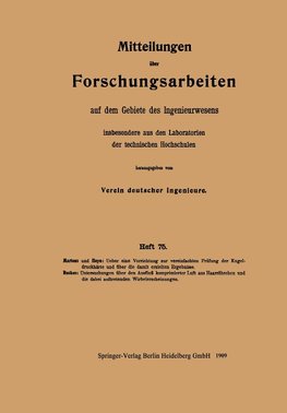 Mitteilungen über Forschungsarbeiten auf dem Gebiete des Ingenieurwesens