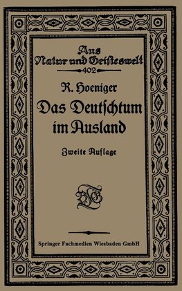 Das Deutschtum im Ausland vor dem Weltkrieg