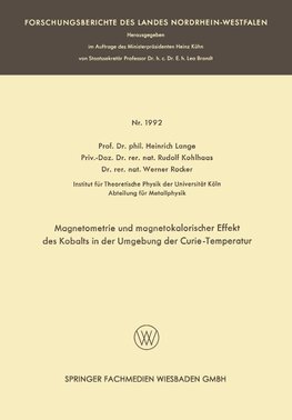 Magnetometrie und magnetokalorischer Effekt des Kobalts in der Umgebung der Curie-Temperatur