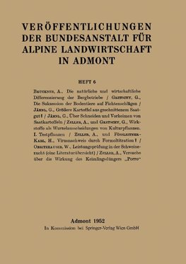 Veröffentlichungen der Bundesanstalt für alpine Landwirtschaft in Admont