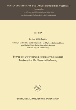 Beitrag zur Untersuchung rotationssymmetrischer Tandemgitter für Überschallströmung