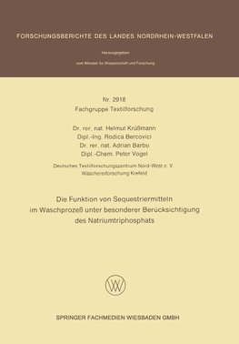 Die Funktion von Sequestriermitteln im Waschprozeß unter besonderer Berücksichtigung des Natriumtriphosphats