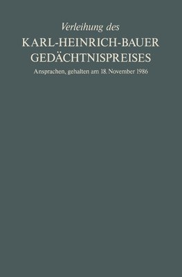 Verleihung des Karl-Heinrich-Bauer Gedächtnispreises