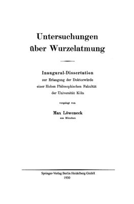 Untersuchungen über Wurzelatmung