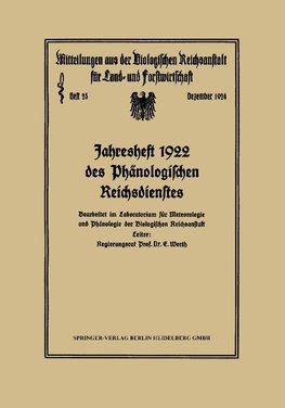 Jahresheft 1922 des Phänologischen Reichsdienstes