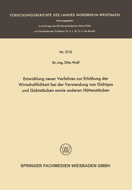 Entwicklung neuer Verfahren zur Erhöhung der Wirtschaftlichkeit bei der Verwendung von Gichtgas und Gichtstäuben sowie anderen Hüttenstäuben